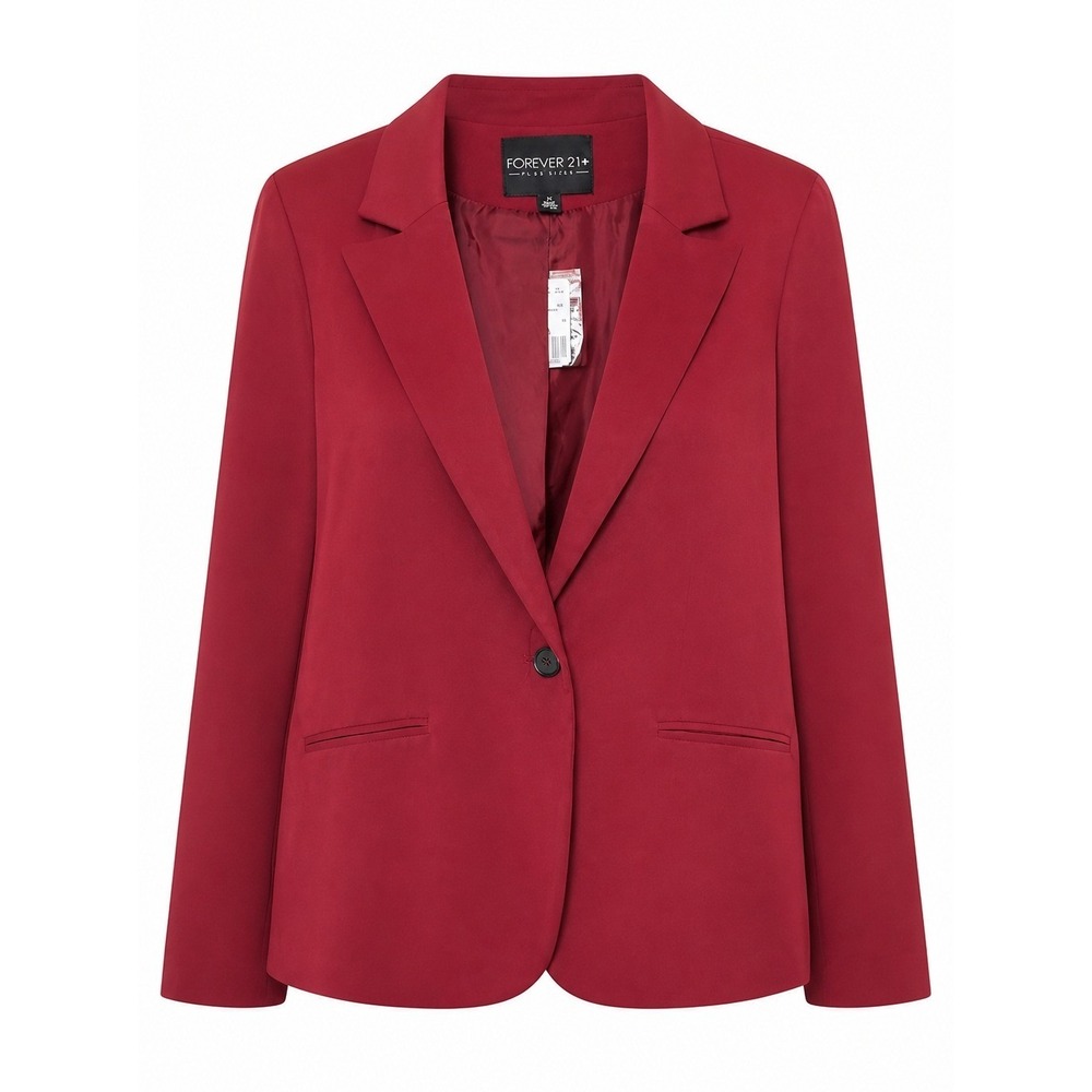 Forever 21+ Women 1X Burgundy Red Single Button Blazer Office NWT